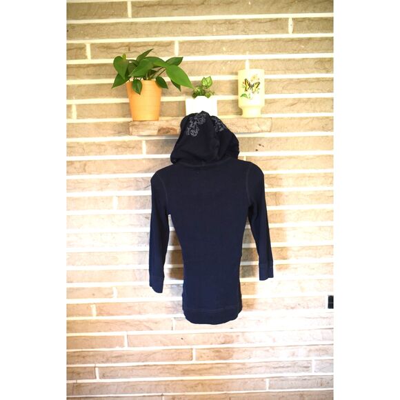 VTG Y2K Abercrombie Fitch Henley hoodie 3/4 sleeve floral embroidered bella swan - Picture 9 of 11